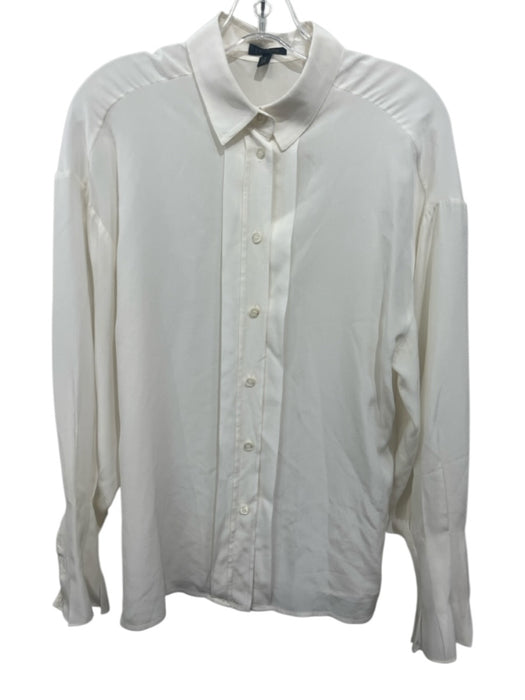 Escada Size 36 White Silk Collar Semi Sheer Long Sleeve Button up Top White / 36