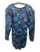 Ronny Kobo Size S Blue, Green, Purple Silk Blend Long Sleeve Floral Dress Blue, Green, Purple / S