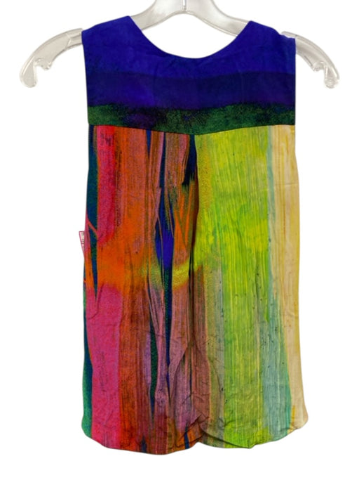 Amanda Uprichard Size P Multi Silk V Neck Sleeveless Printed Top Multi / P