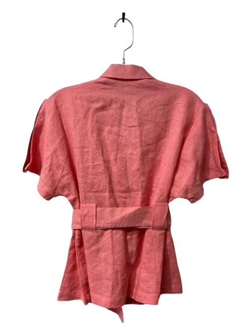 Marni Size 38/S Salmon Pink Linen Double Breast Short Sleeve Belted Top Salmon Pink / 38/S