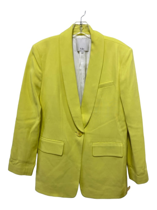 Tibi Size XS Yellow Viscose 1 Button Blazer Jacket Yellow / XS