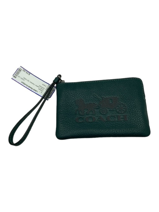 Coach Green Leather Pebbled Zip Close Wallets Green
