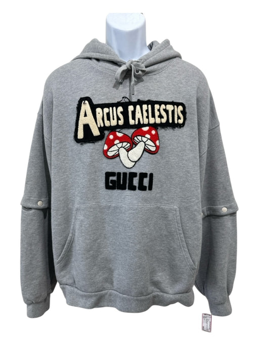 Gucci Size L Gray Cotton Blend Mushrooms Hoodie Men's Jacket L