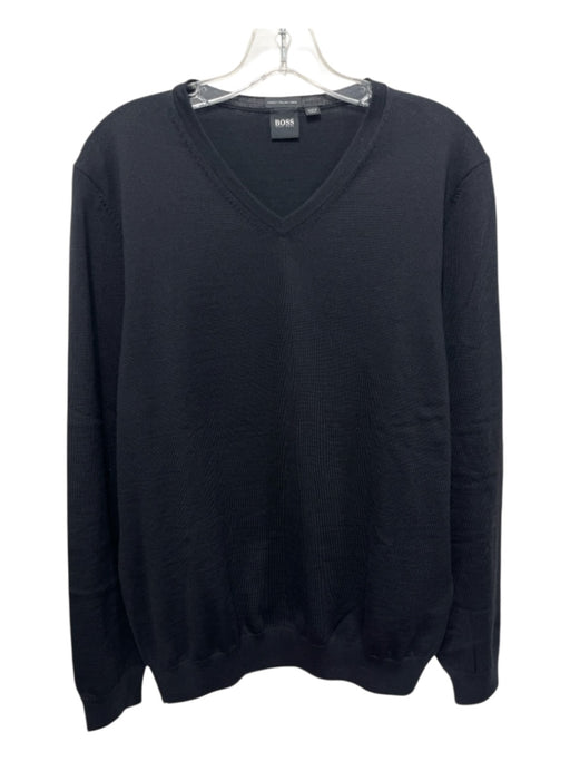 Boss Hugo Boss Size XL Black Wool V Neck Men's Sweater Black / XL
