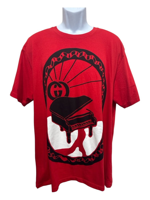 Gucci Size L Red, Black, White Cotton Graphic Men's Short Sleeve Red, Black, White / L
