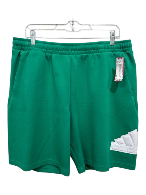 Adidas Size XL Green & White Cotton Blend Solid Sweatshort Men's Shorts Green & White / XL