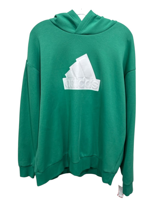 Adidas Size XL Green & White Cotton Blend logo Hoodie Men's Jacket Green & White / XL