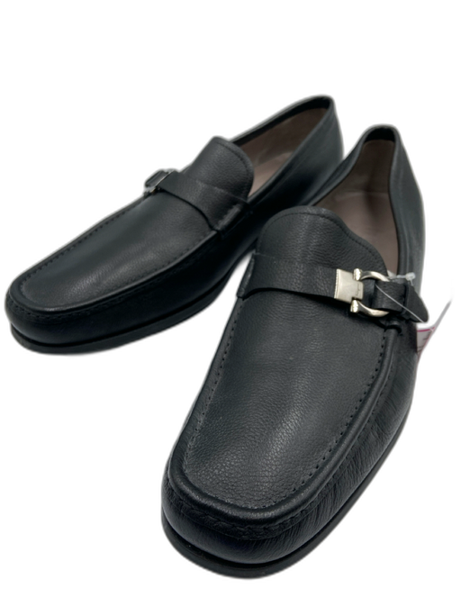 Ferragamo Shoe Size 11EE Black Leather Solid Strap Loafer Men's Shoes Black / 11EE