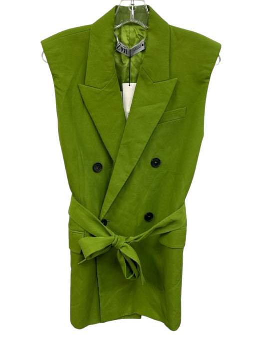 Zara Size Small Light Green Viscose Double Breast Flap Pockets Lapel Vest Light Green / Small