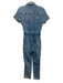 Good American Size 1 Light Wash Cotton Blend Zip Front Pockets Slim Leg Jumpsuit Light Wash / 1