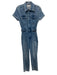 Good American Size 1 Light Wash Cotton Blend Zip Front Pockets Slim Leg Jumpsuit Light Wash / 1