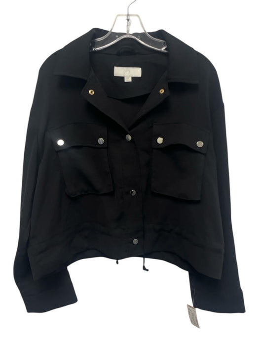 Zara Size Small Black Polyester Long Sleeve Button Front Patch Pocket Jacket Black / Small