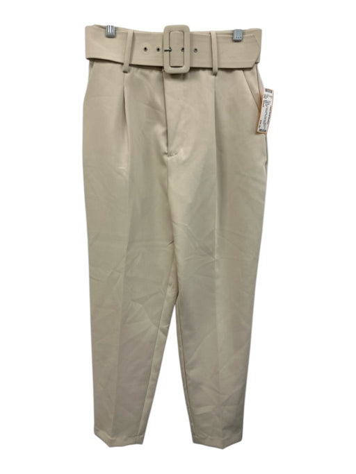 Zara Size Small Cream White Polyester Blend High Rise Pleated Tapered Pants Cream White / Small