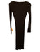 Zara Size Small Brown Viscose Blend Long Sleeve Ribbed Hook & Eye Maxi Dress Brown / Small