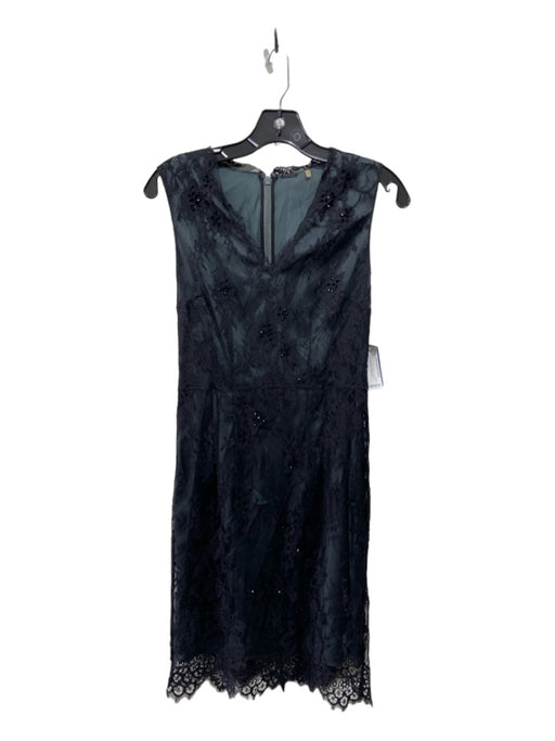 Elie Tahari Size 2 Black Nylon Lace Overlay Floral Beading Sleeveless Dress Black / 2