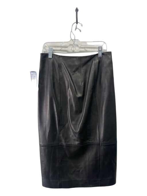 Michael Kors Size 2 Black Leather Silver Hardware Front Zip Paneled Skirt Black / 2