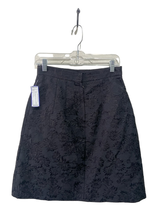 Dolce & Gabbana Size 42 Black Cotton Blend jaquard Floral Back Zip Skirt Black / 42