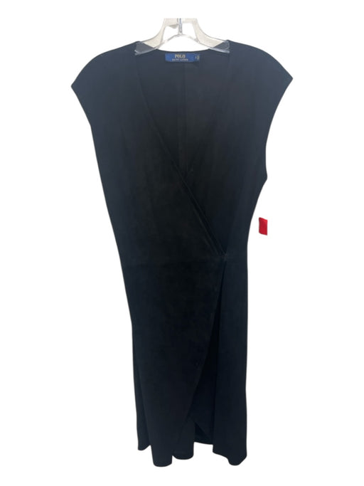 Polo Ralph Lauren Size 2 Black Goat Suede Cap Sleeve Solid Wrap Below knee Dress Black / 2