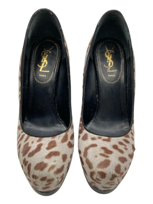 Yves Saint Laurent Shoe Size 36.5 Gray, Brown & Black Pony Hair Platform Pumps Gray, Brown & Black / 36.5