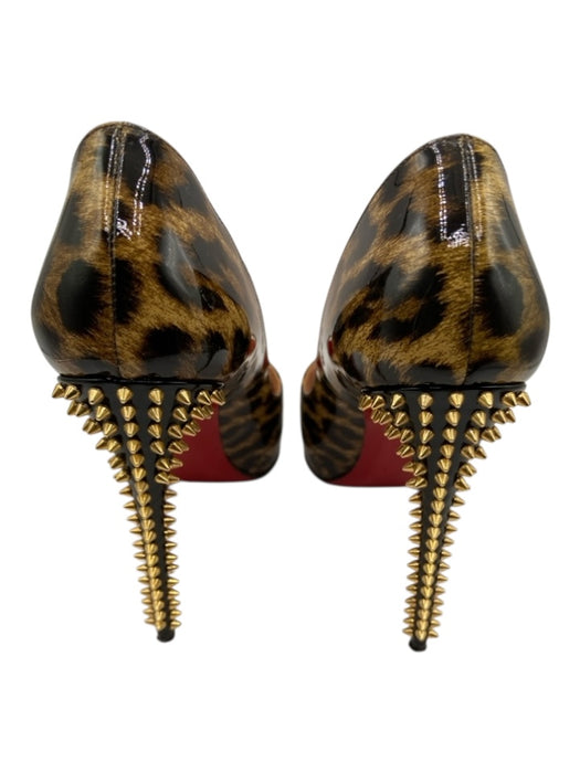 Christian Louboutin Shoe Size 37 Brown, Black, Gold Patent Leather Studded Pumps Brown, Black, Gold / 37