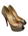 Christian Louboutin Shoe Size 37 Beige & Black Satin Platform Fishnet Sandals Beige & Black / 37