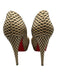 Christian Louboutin Shoe Size 37 Beige & Black Satin Platform Fishnet Sandals Beige & Black / 37