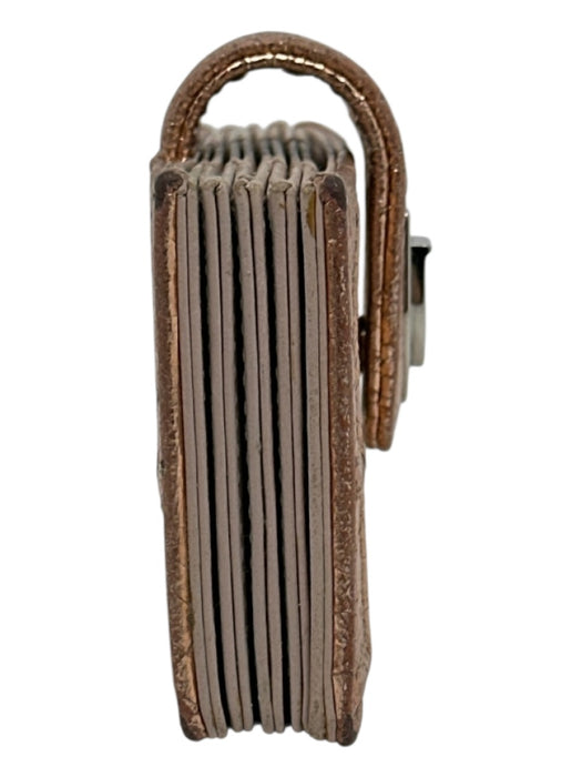 Dior Rose Gold Leather Metallic Textured Snap Closure Card Holder Wallets Rose Gold