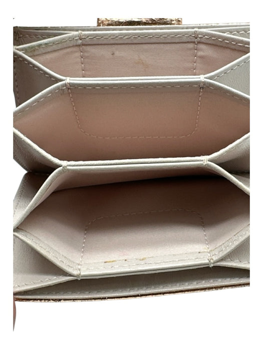 Dior Rose Gold Leather Metallic Textured Snap Closure Card Holder Wallets Rose Gold