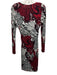 Etro Size 38 Black, Red, White Viscose Long Sleeve Mixed Print V Neck Dress Black, Red, White / 38