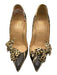 Christian Louboutin Shoe Size 37 Gray, Cream, Black Leather Snake Embossed Pumps Gray, Cream, Black / 37
