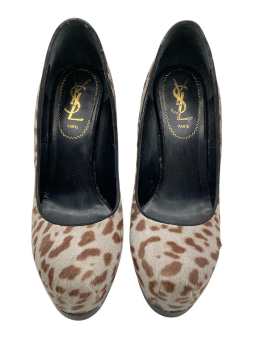 Yves Saint Laurent Shoe Size 36.5 Gray, Brown & Black Pony Hair Platform Pumps Gray, Brown & Black / 36.5