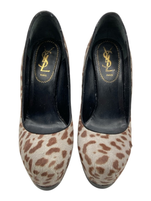 Yves Saint Laurent Shoe Size 36.5 Gray, Brown & Black Pony Hair Platform Pumps Gray, Brown & Black / 36.5