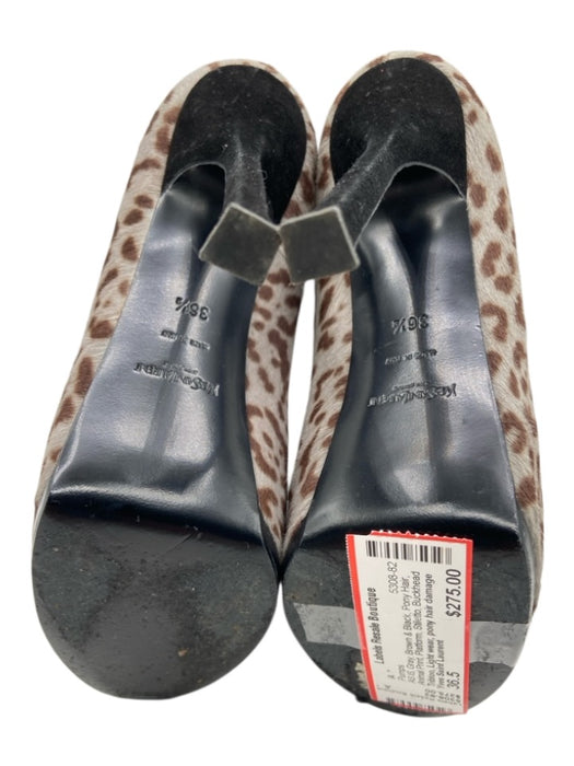Yves Saint Laurent Shoe Size 36.5 Gray, Brown & Black Pony Hair Platform Pumps Gray, Brown & Black / 36.5