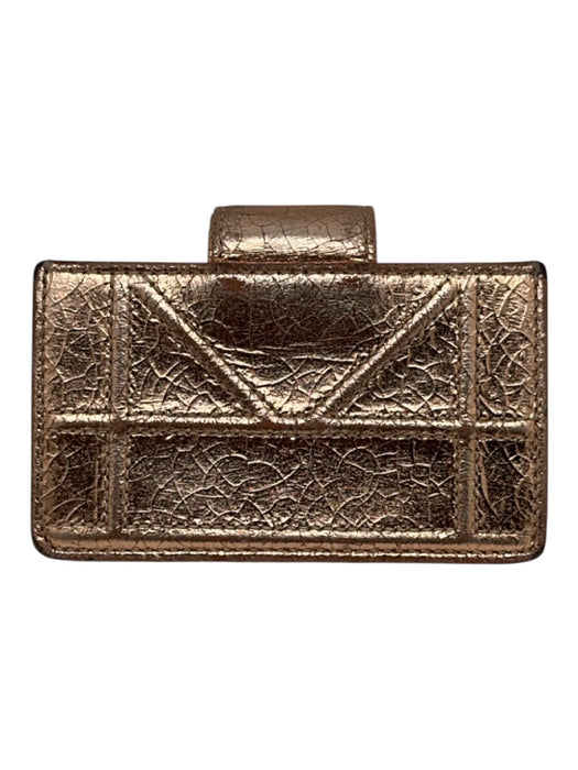 Christian Dior Rose Gold Leather Metallic Textured Snap Closure Wallets Rose Gold