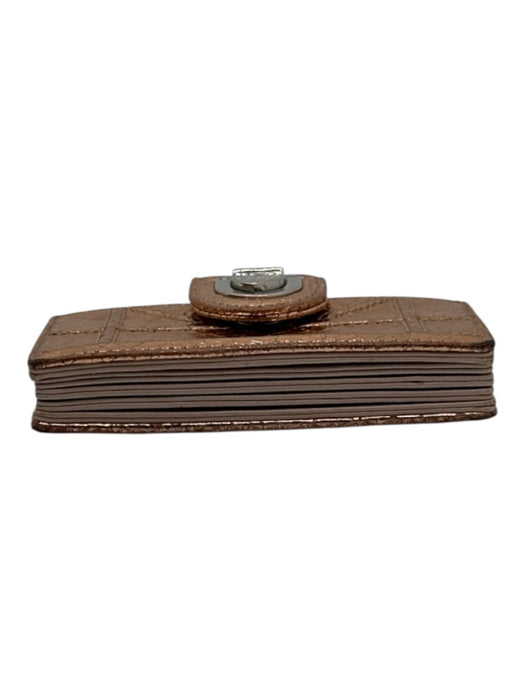 Christian Dior Rose Gold Leather Metallic Textured Snap Closure Wallets Rose Gold