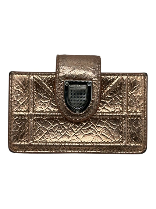 Christian Dior Rose Gold Leather Metallic Textured Snap Closure Wallets Rose Gold