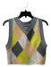 Free People Size Small Yellow, Gray & Peach Nylon Blend V Neck Sleeveless Vest Yellow, Gray & Peach / Small