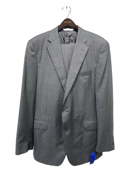 H Stockton Grey Wool Micro Check 2 Button Men's Suit 44