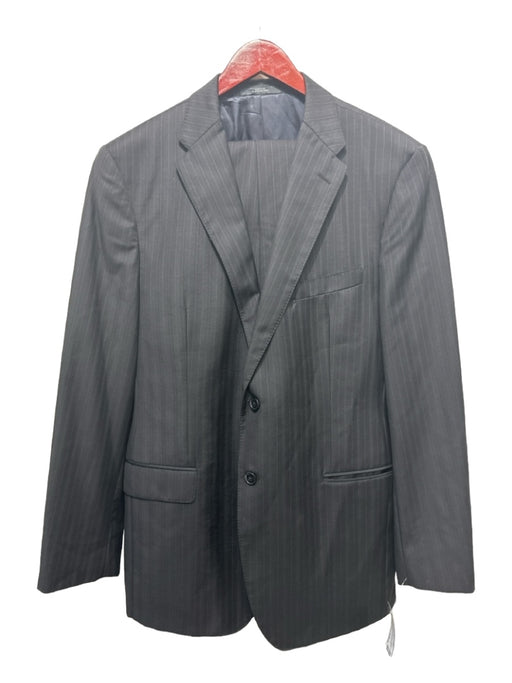 Ermenegildo Zegna AS IS Black & Multi-Color Wool Striped 2 Button Men's Suit 44L