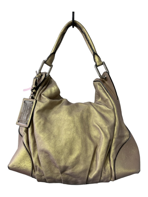 Dolce & Gabbana Gold Leather Top Handle Crossbody Strap Magnetic Close Bag Gold / Medium