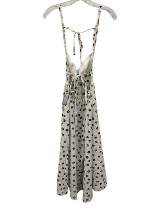 For Love & Lemons Size M White, Yellow, Black Polyester Woven Flowers Midi Dress White, Yellow, Black / M