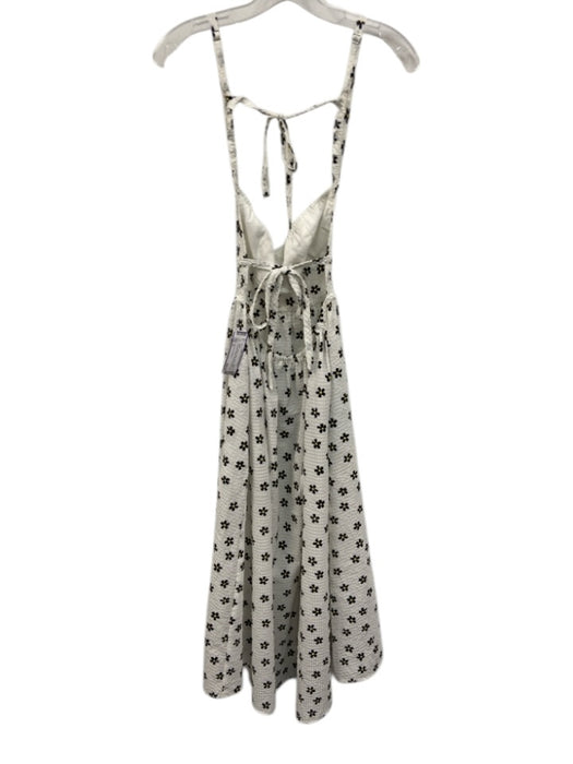 For Love & Lemons Size M White, Yellow, Black Polyester Woven Flowers Midi Dress White, Yellow, Black / M