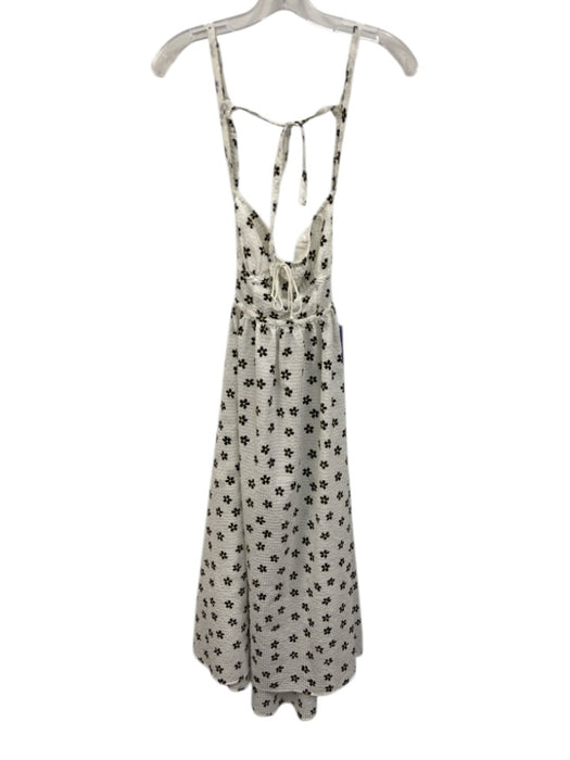 For Love & Lemons Size M White, Yellow, Black Polyester Woven Flowers Midi Dress White, Yellow, Black / M
