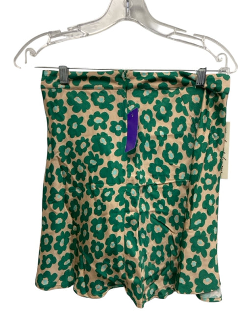 For Love & Lemons Size M Green & Beige Viscose Patch Floral Strapless Skirt Set Green & Beige / M