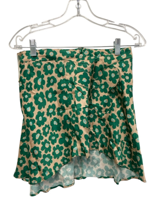 For Love & Lemons Size M Green & Beige Viscose Patch Floral Strapless Skirt Set Green & Beige / M