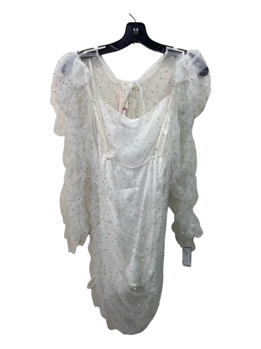 For Love & Lemons x Victoria Secret Size M White & Silver Polyester Mesh Dress White & Silver / M