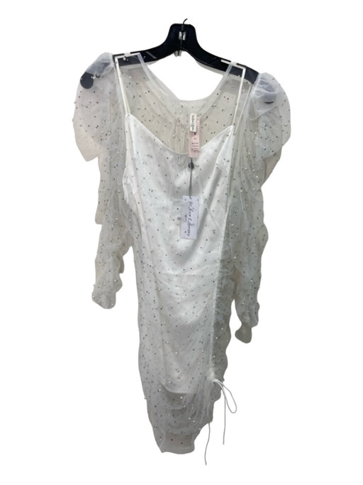 For Love & Lemons x Victoria Secret Size M White & Silver Polyester Mesh Dress White & Silver / M