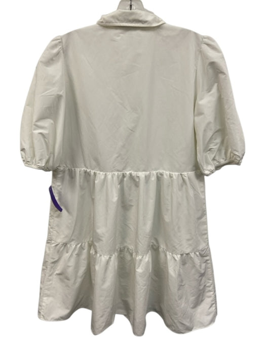 Amanda Uprichard Size M White Polyester Button Down Gathered Above Knee Dress White / M