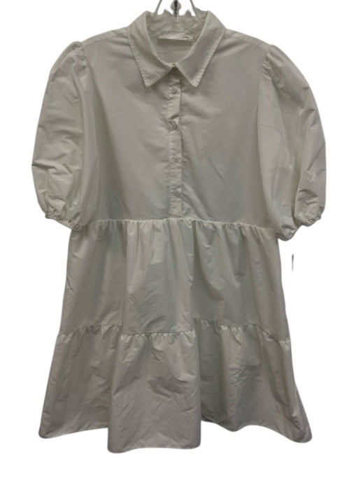Amanda Uprichard Size M White Polyester Button Down Gathered Above Knee Dress White / M