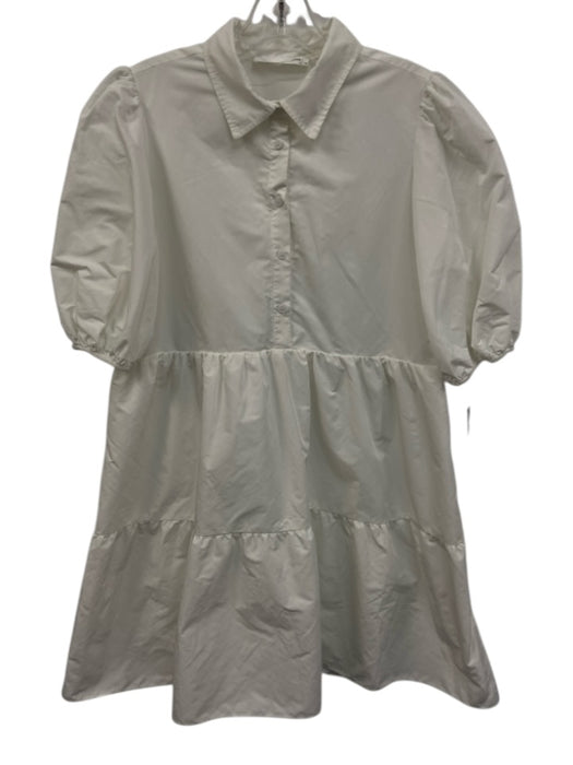Amanda Uprichard Size M White Polyester Button Down Gathered Above Knee Dress White / M